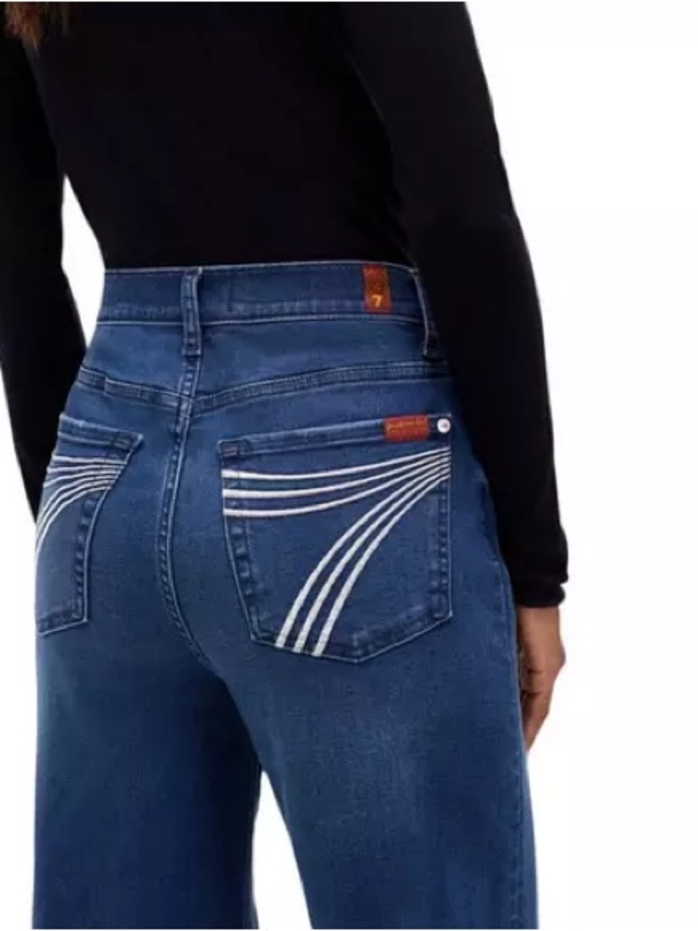 7 For All Mankind Wide-Leg High-Rise Jeans in Blue - Picture 2 of 3
